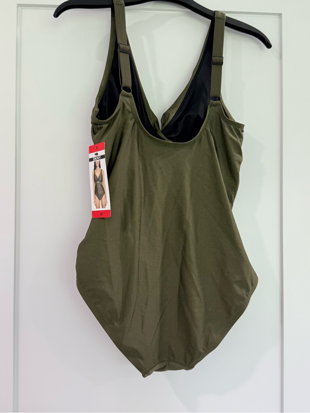 DKNY WOMENS Olive Green Twist-Front One-Piece Swimsuit medium NWT - Picture 9 of 16